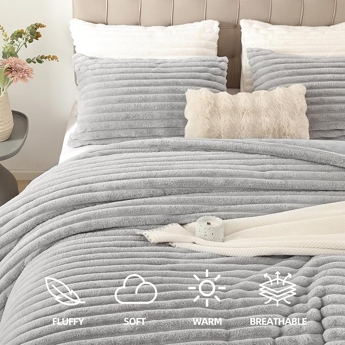 Smoofy Fluffy Queen Comforter Set 3 Pieces - Image 2