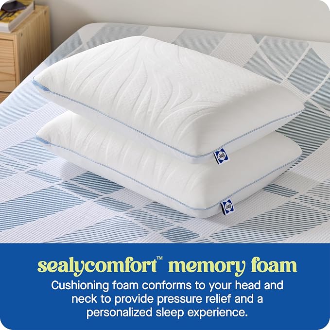 Sealy Dreamlife Queen Size Memory Foam Cooling Pillow - Image 7