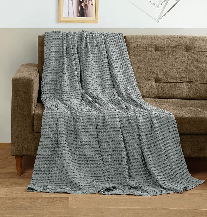 Utopia Bedding 100% Cotton Waffle Weave Blanket Twin Size - Image 4