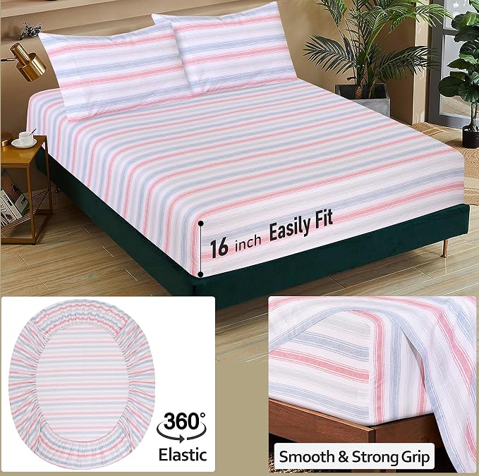 RUVANTI 100% Cotton Sheets – King Size Percale Bedding, Cooling & Breathable - Image 5