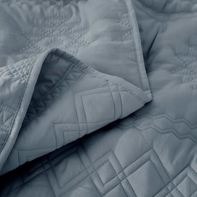 WDCOZY Boho Blue Grey Quilt King Size Bedding Sets - Image 6