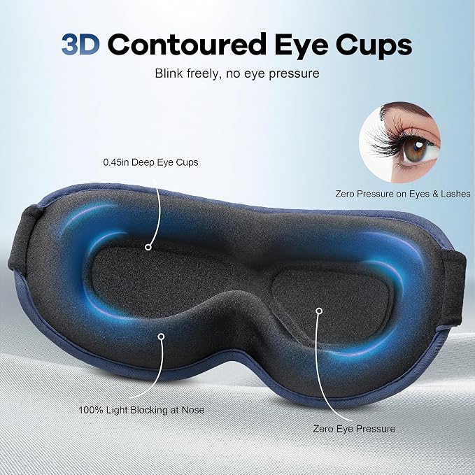 Weighted Blackout Sleep Mask for Men: 3D Contoured Zero Eye Pressure Sleep Mask - Image 4