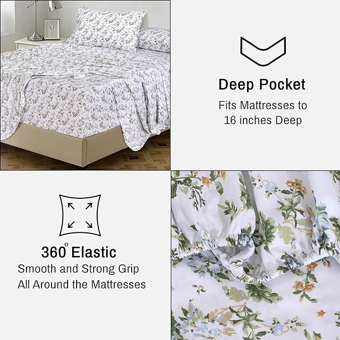 RUVANTI 100% Cotton Sheets – Twin XL Size Percale Bedding, Cooling & Breathable - Image 6