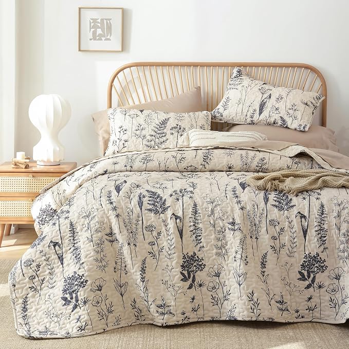 JANZAA Quilt King Size Beige Quilt Bed Spread Boho Quilt - Image 5