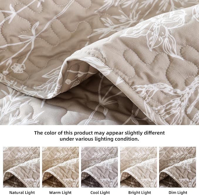 JANZAA Quilts Queen Size Oatmeal Bed Spread - Image 4