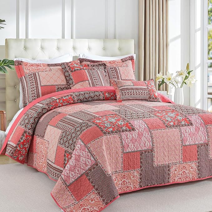 BEDIFANY Cotton Queen Quilt Set, Farmhouse Queen Size Quilt Bedding Set - Image 2