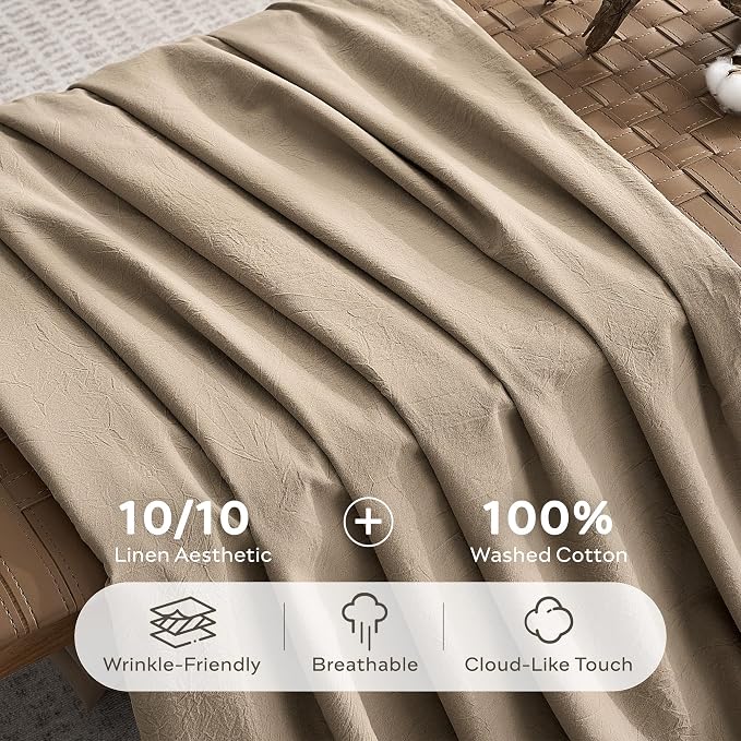 JELLYMONI 100% Washed Cotton Duvet Cover Queen – Soft, Breathable Linen-Look - Image 3