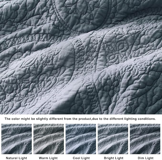 palassio Blue Paisley 100% Cotton Quilt California Cal King Size Bedding Sets - Image 6