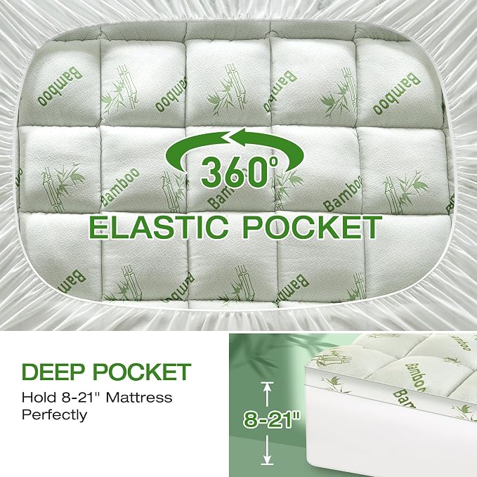 Mattress Topper Twin XL Size Viscose Derived from Bamboo, Thick Soft Pillow Top - Image 6