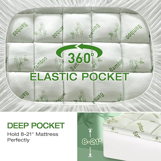 Mattress Topper Full Size Viscose Derived from Bamboo, Thick Soft Pillow Top - Image 6