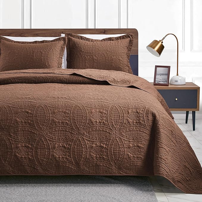 Love's cabin Quilts for Full Bed Brown Bedspreads Bedding Set by Lovescabin