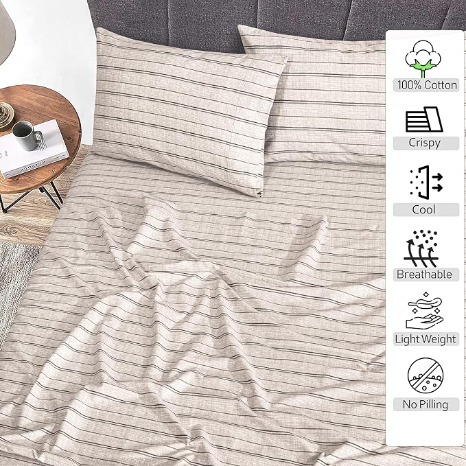 RUVANTI 100% Cotton Sheets – Queen Size Percale Bedding, Cooling & Breathable - Image 2