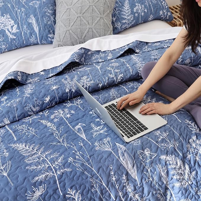 JANZAA Twin Quilt Infinity Blue Quilt Bed Spread Boho Quilt - Image 8