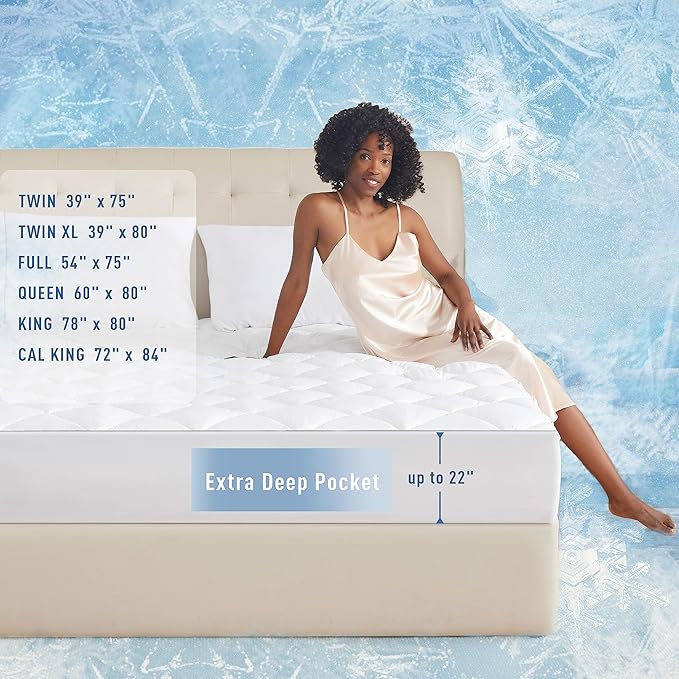 Sunflower Cooling Quilted Full Mattress Protector, Mattress Pad Chill Soft - Image 5