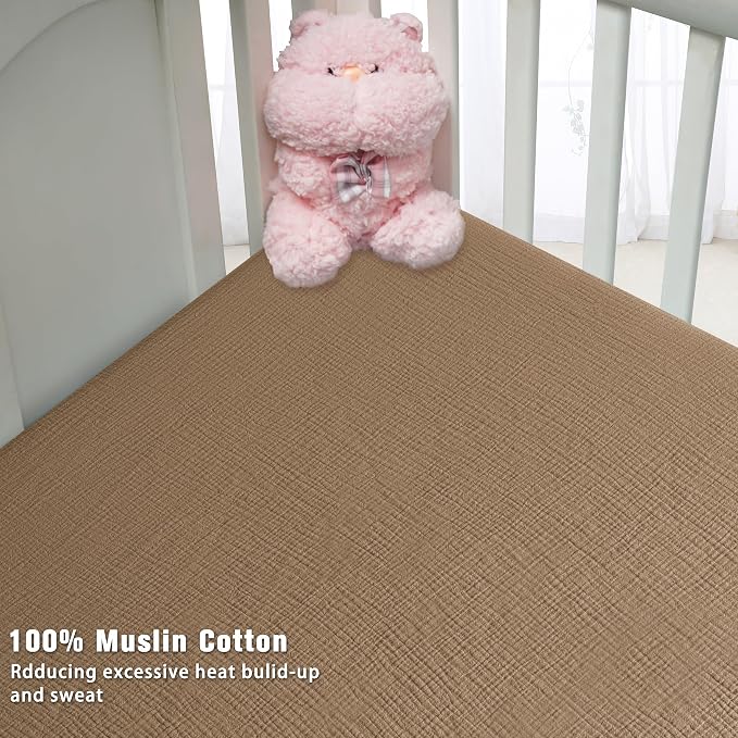 GUNTAIL Muslin Crib Sheets for Boys Girls 100% Cotton Fitted Baby Crib Sheet 2 - Image 6