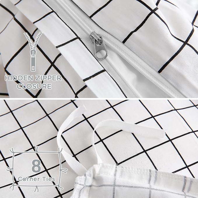 TOCOMOA Checkered Duvet Cover Set 100% Natural Cotton Soft Comfy Breathable 3 - Image 6