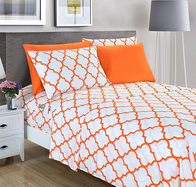 Elegant Comfort Luxury Soft Bed Sheets Quatrefoil Pattern - Image 2