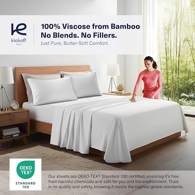 Kickoff Viscose Bamboo Pillowcase, 100% Organic Hidden Zippered Viscose Bamboo - Image 2