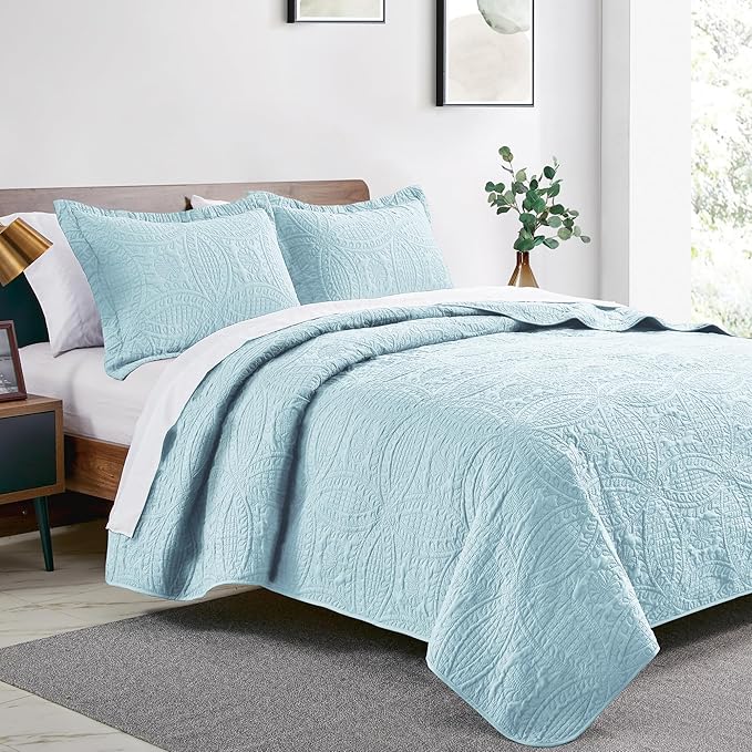 Love's cabin Quilts for Queen Bed Spa-Blue Bedspreads - Image 2