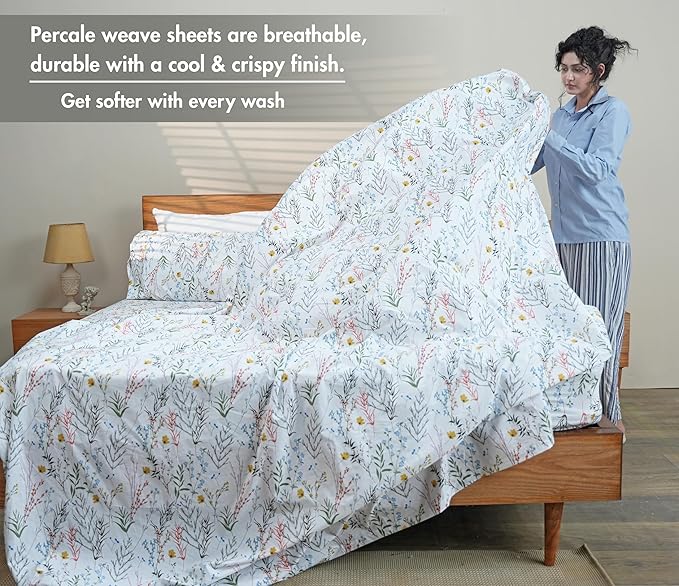 RUVANTI 100% Cotton Sheets – California King Percale Bedding, Cooling & - Image 3