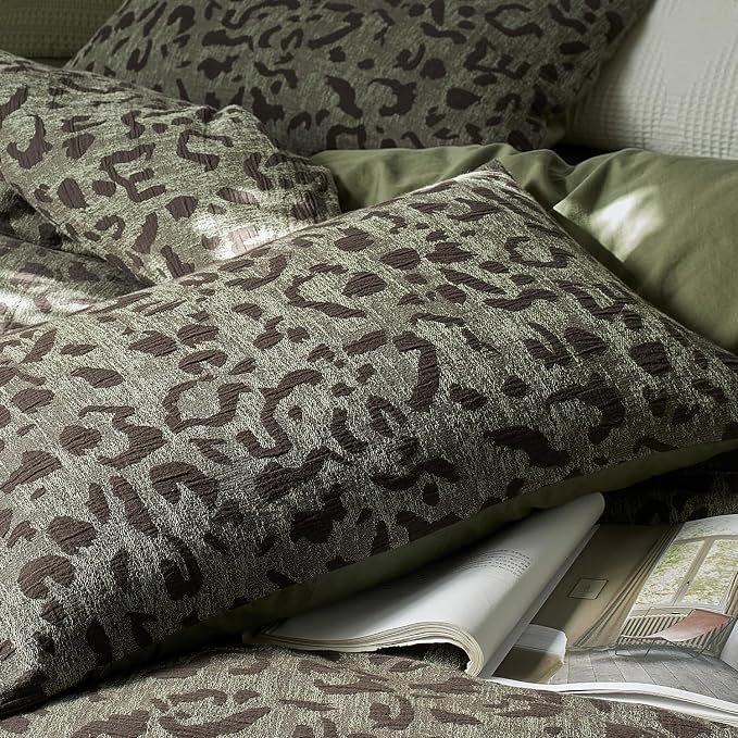 mixinni Leopard Duvet Cover Queen Size, Premium Yarn-Dyed Jacquard Cotton Duvet - Image 7