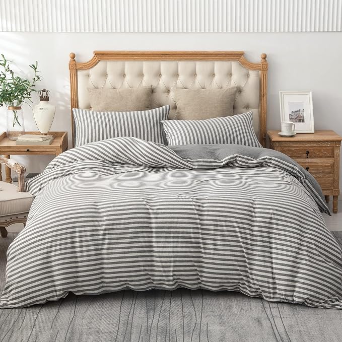 PURE ERA Jersey Knit Duvet Cover Set 100% T-Shirt Heather Cotton Super Soft - Image 6