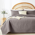 WURUIBO Dark Gray Quilt Set Twin Size, Embossing Microfiber Bedspreads by WURUIBO