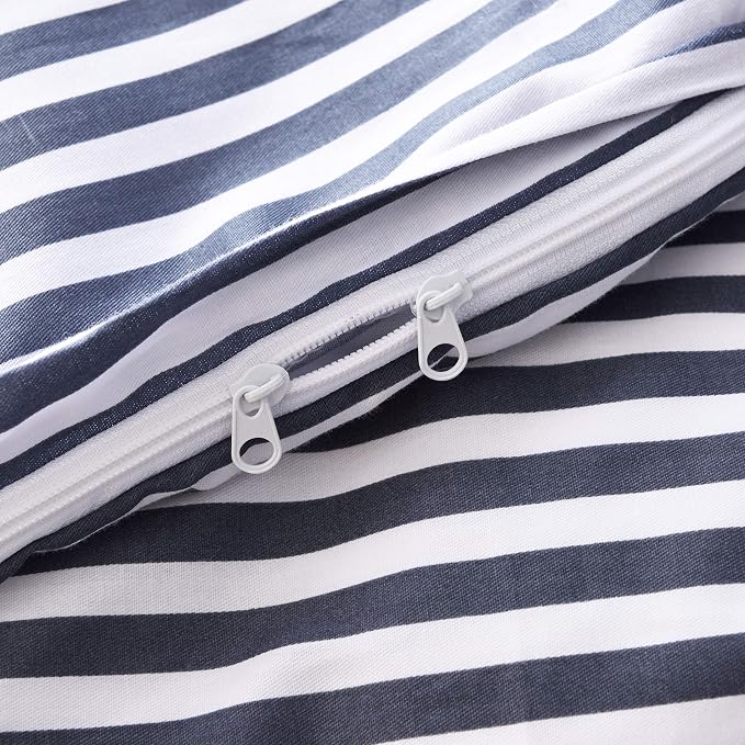 JELLYMONI 100% Natural Cotton 3pcs Striped Duvet Cover Sets, - Image 5
