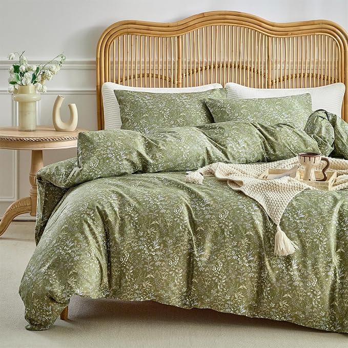 mixinni 3 Pieces Duvet Covers King Size, 100% Cotton Comforter Cover Wildflower by mixinni