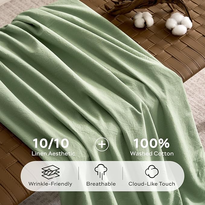 JELLYMONI 100% Washed Cotton Duvet Cover Full – Soft, Breathable Linen-Look - Image 3