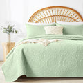 WURUIBO Light Green Quilt Set Queen Size, Embossing Microfiber Full Bedspreads by WURUIBO