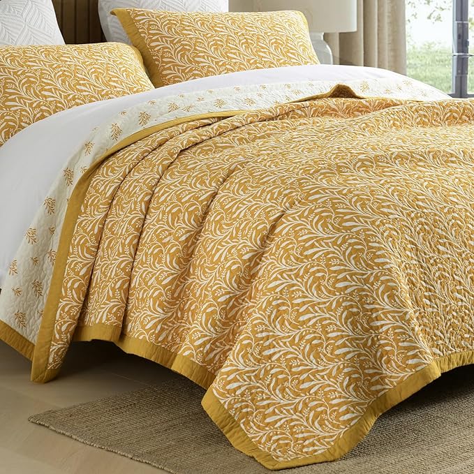 SahSahCasa Quilt Set Queen Size, 100% Cotton Quilt Bedding Set Bedspread by SahSahCasa
