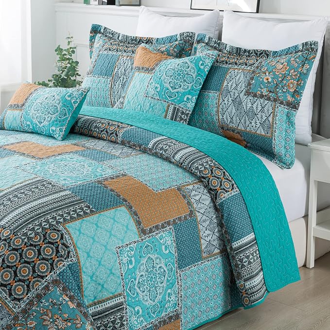 BEDIFANY 3 Pieces Cotton King Size Quilt Sets, King Bedspread Lightweight - Image 9