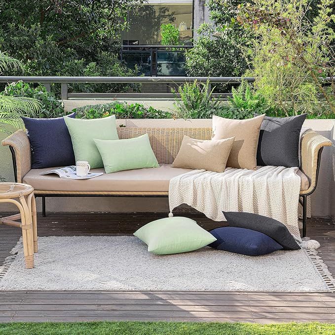 MIULEE Pack of 2 Decorative Outdoor Solid Waterproof Throw Pillow Covers Faux - Image 4