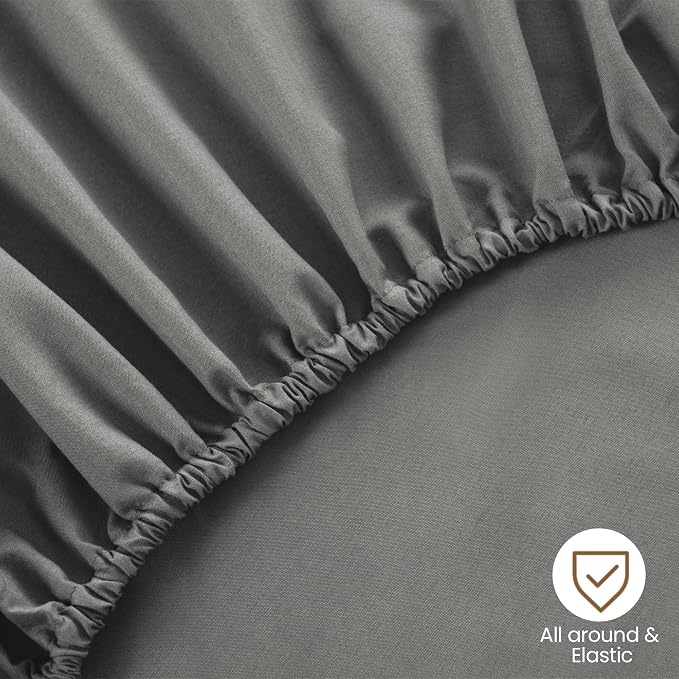 ROSE&RISY Light Grey Full Fitted Sheet, Soft and Breathable - Image 6