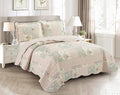 Brilliant Sunshine Rose and Sage Quilt Set, 3-Piece Bedding Sets, Traditional by BrilliantSunshine