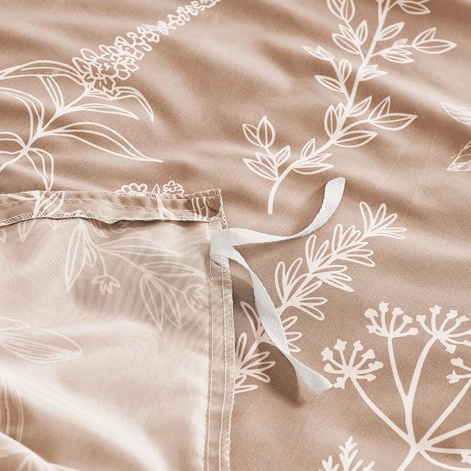 MUXHOMO Duvet Cover Full Size, Reversible Floral Rosy Gold Duvet Cover Set - Image 5