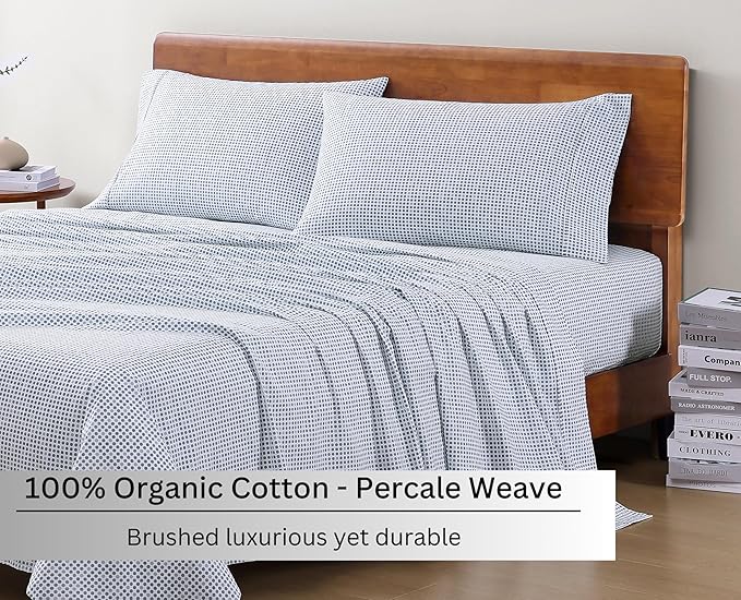 LANE LINEN 100% Organic Cotton Full Sheets Set Soft & Comfy Percale Long Staple - Image 3