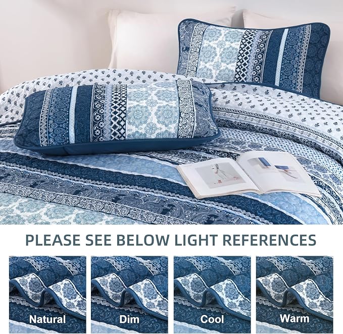 WONGS BEDDING Boho Quilt Set Twin Size, Lightweight Bedspread Coverlet Bedding - Image 6