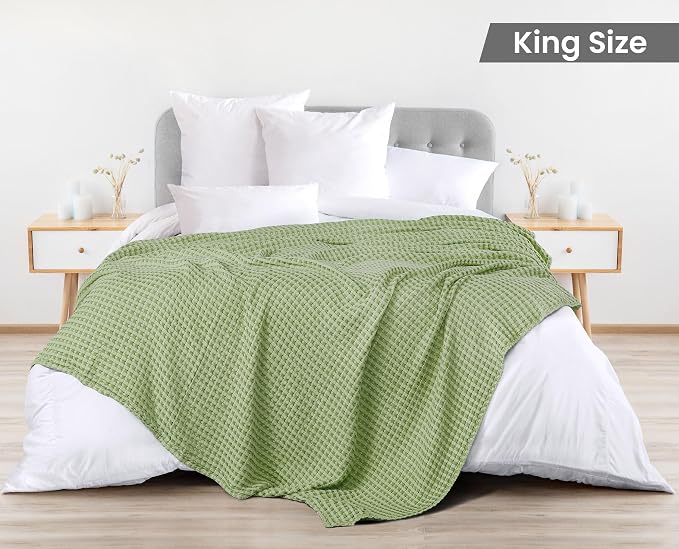 Utopia Bedding 100% Cotton Waffle Weave Blanket King Size - Image 2