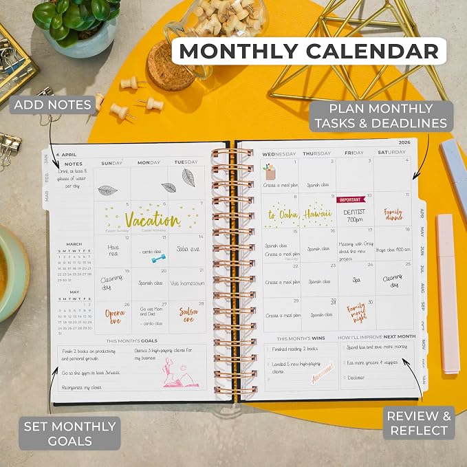 Clever Fox Dated Planner with Tabs 2026 – Weekly & Monthly Spiral Planner with - Image 4