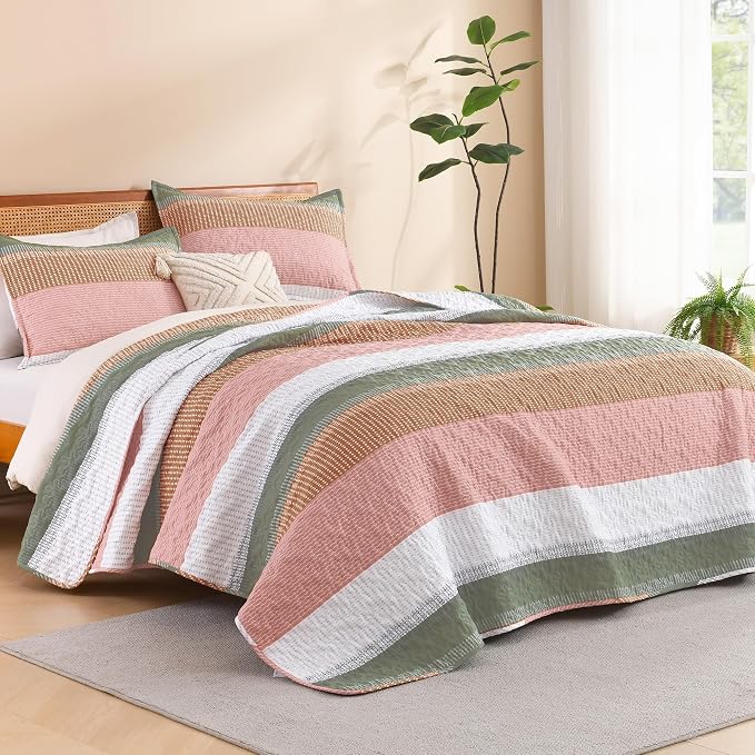 Litanika Quilt Queen Size Pink, Soft Lightweight Polyester Comforter Bedding Set by Litanika