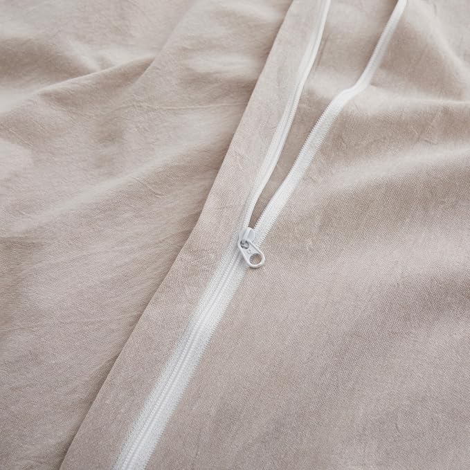 LOVQUE 100% Washed Cotton Duvet Cover Set King Size, Linen Like Natural Bedding - Image 5