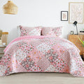 Whale Flotilla Patchwork Quilt King Size, Extra Soft Boho Floral Bedspreads by WHALEFLOTILLA