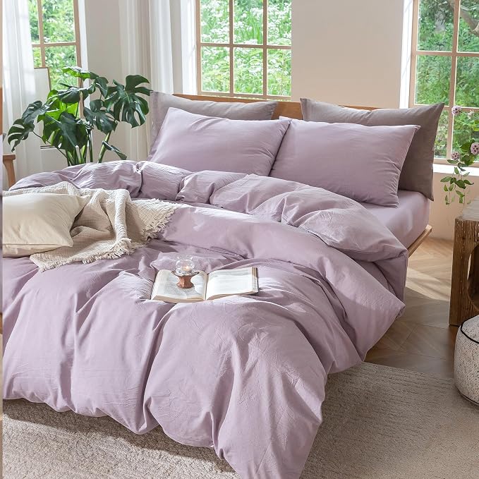 MooMee Bedding Duvet Cover Set 100% Washed Cotton Linen Like Textured - Image 9