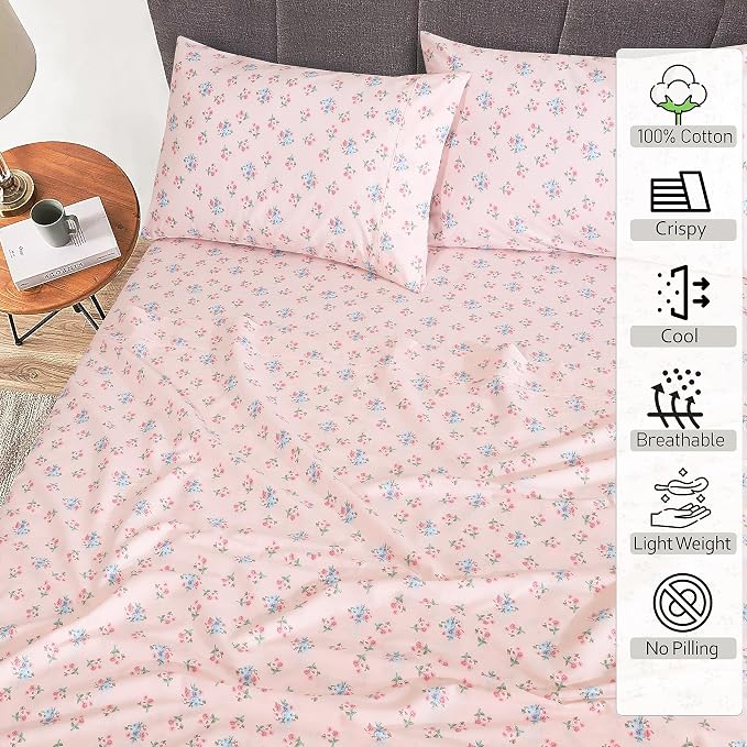 RUVANTI 100% Cotton Sheets – Queen Size Percale Bedding, Cooling & Breathable - Image 2