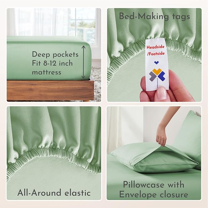 California Design Den 12" Pocket Sheets Twin Size Bed Set - Image 5