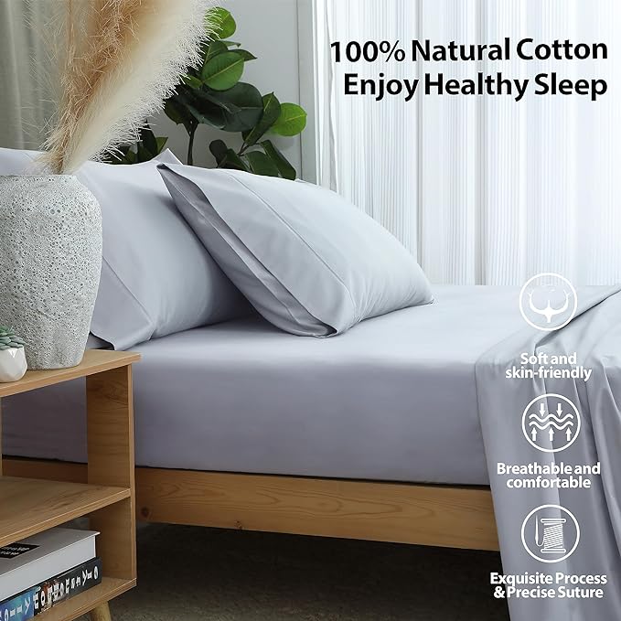 Queen Size Fitted Sheet Only Gray, 100% Egyptian Cotton 600 Thread Count - Image 2