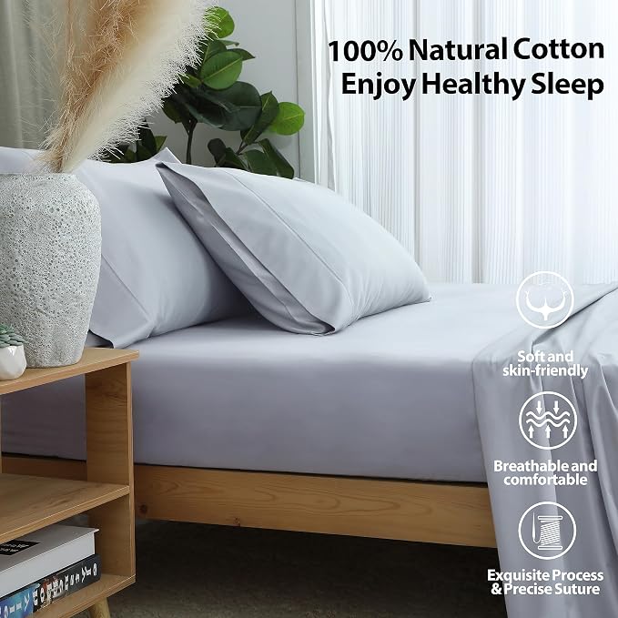 King Size Fitted Sheet Only Gray, 100% Egyptian Cotton 600 Thread Count - Image 2
