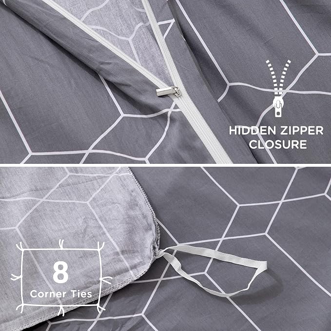TOCOMOA Plaid Duvet Cover Set 100% Natural Cotton Soft Comfy Breathable 3 Piece - Image 5